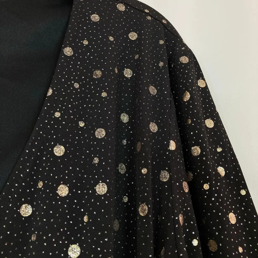 Robbie Bee | Black Gold Metallic Dot Layered Ruffle Dress NWT Womens XL - Picture 3 of 11